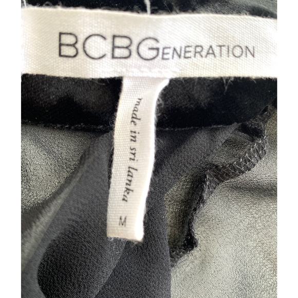 BCBGENERATION Black Velvet & Sheer Illusion Neckline Dress Keyhole Back Size M - Picture 6 of 6